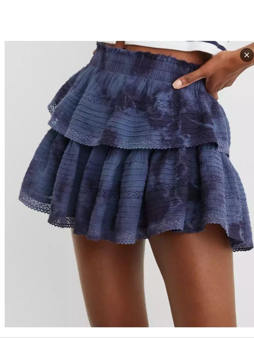 Aerie Tiered Tie Dye Mini Skirt purple tiered skirt with ruffle Size S
